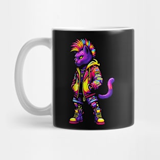 male Neon Punk Cat Punks Not Dead Mug